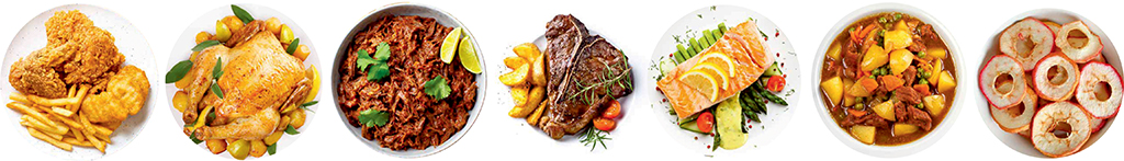 Vyobrazení jídel, které lze připravit v TESLA EliteCook K80 Deluxe