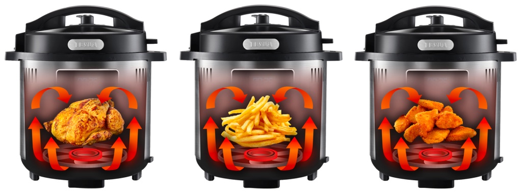 Průběh přípravy v TESLA EliteCook K80 Deluxe - kuře, hranolky a nugety