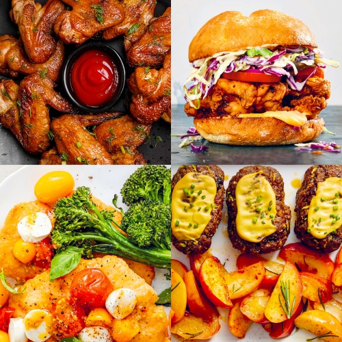 Vyobrazení jídel, které lze připravit v TESLA AirCook & Grill QG600