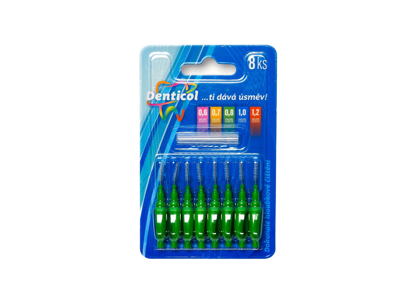 Levně Denticol P01 vel. 0,8 mm - mezizubní kartáček s plochou rukojetí, 8ks