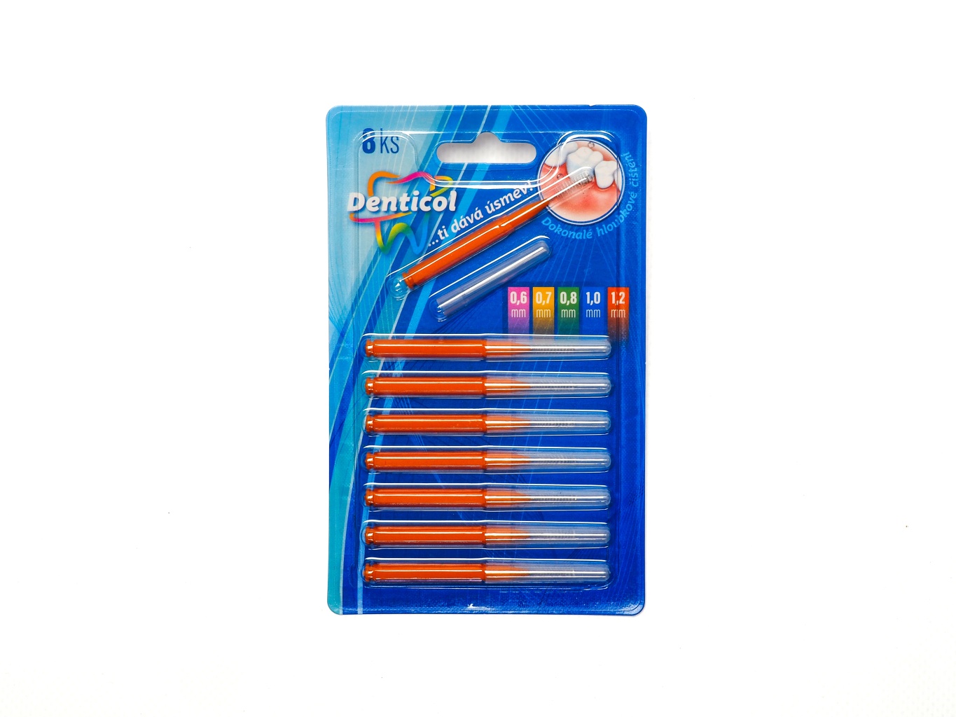 Levně Denticol R01 vel. 1,2 mm - mezizubní kartáček rovný, 8ks