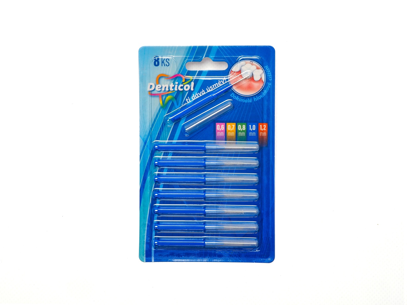 Levně Denticol R01 vel. 1 mm - mezizubní kartáček rovný, 8ks