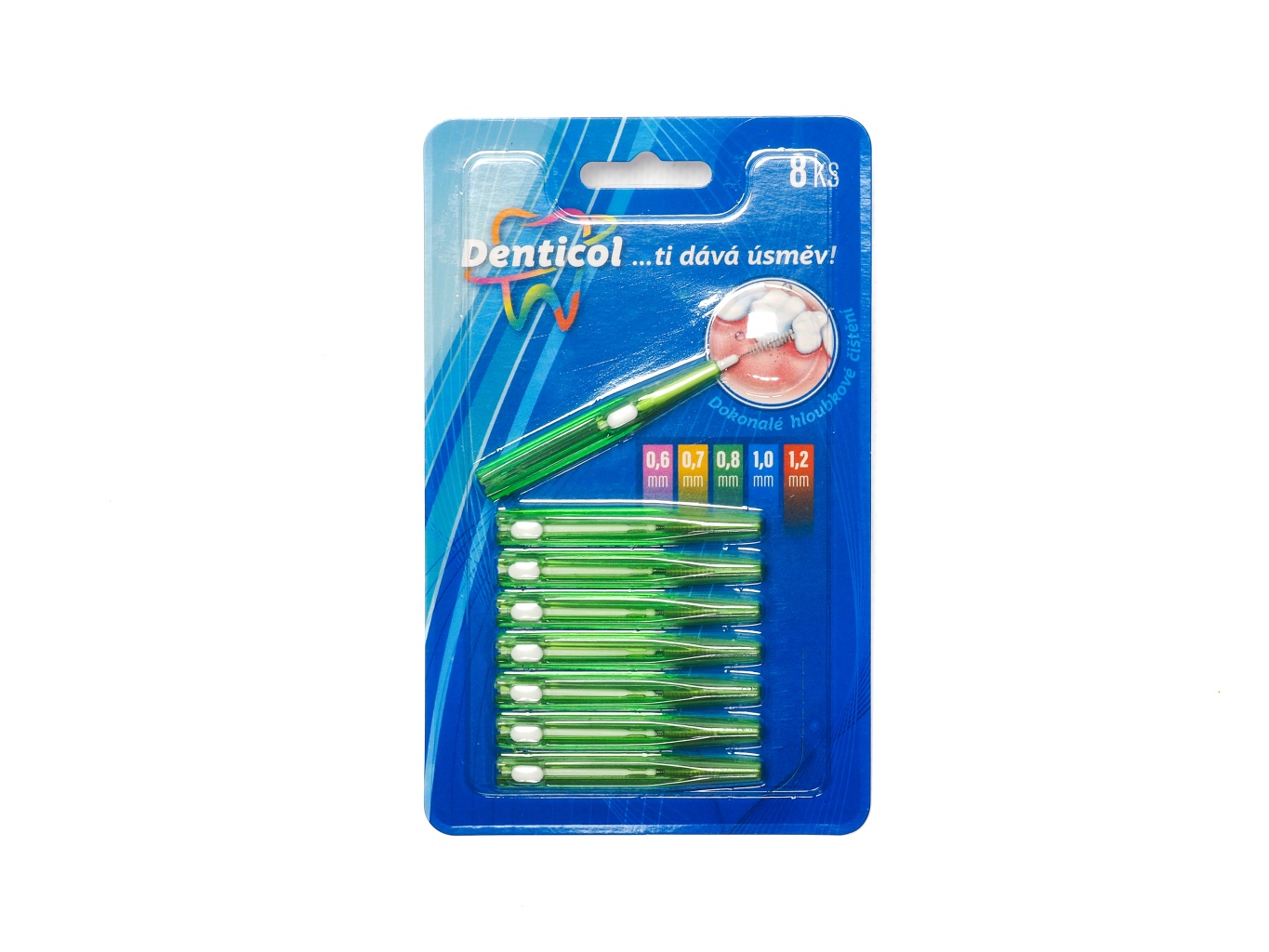Levně Denticol V01 vel. 0,8 mm - mezizubní kartáček vysouvací, 8ks