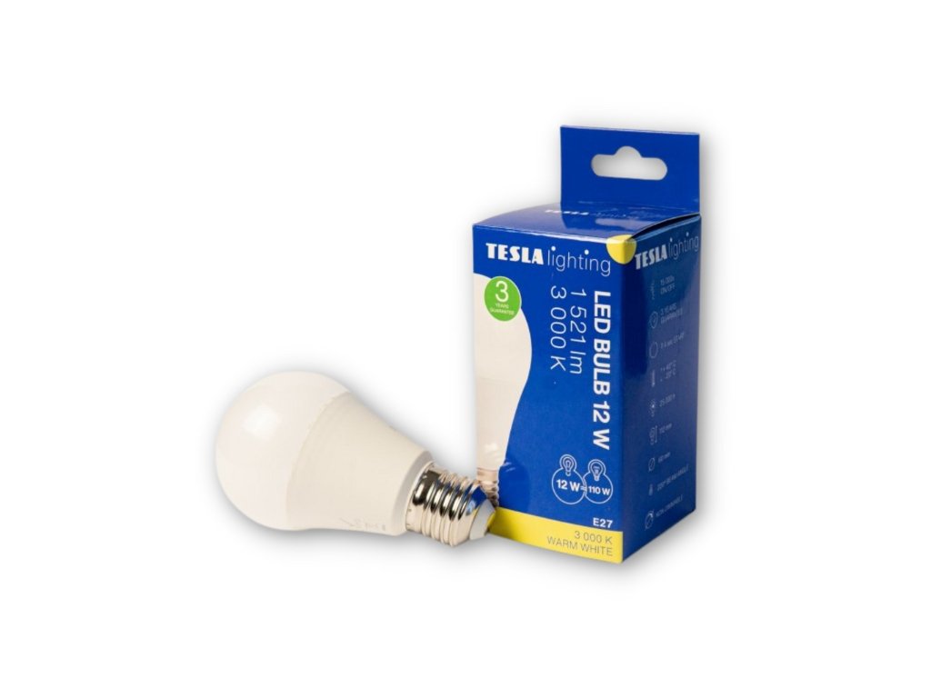 Levně TESLA BL271230–1 - LED bulb žárovka E27, 12W, 1521 lm, 3000K, teplá bílá