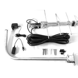 TESLA TE‒2800 PW - venkovní anténa pro DVB‒T2 signál, 470‒790 MHz, 9 dBi, aktivní zesilovač, montážní SET