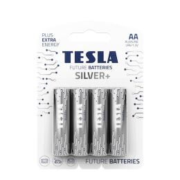 TESLA SILVER+ AA - alkalická baterie LR06, jednorázová, 4ks