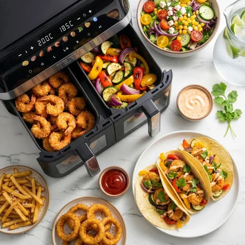 TESLA AirCook DualZone Q787 XXL Deluxe - duální horkovzdušná fritéza 2v1