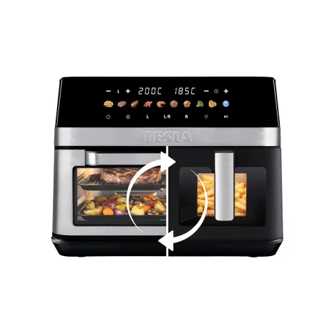 TESLA AirCook DualZone Q787 XXL Deluxe - multifunkční duální digitální horkovzdušná fritéza 2v1
