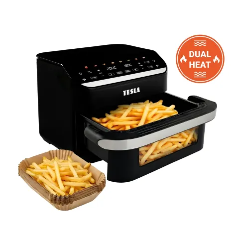 TESLA AirCook DualHeat QD575 XXL - multifunkční duální digitální horkovzdušná fritéza, s kosmetickou vadou