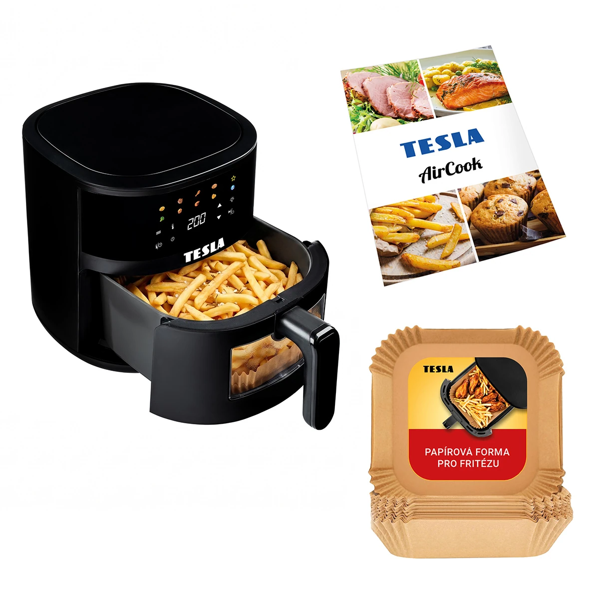 TESLA AirCook Q45 Pro - multifunkční digitální horkovzdušná fritéza