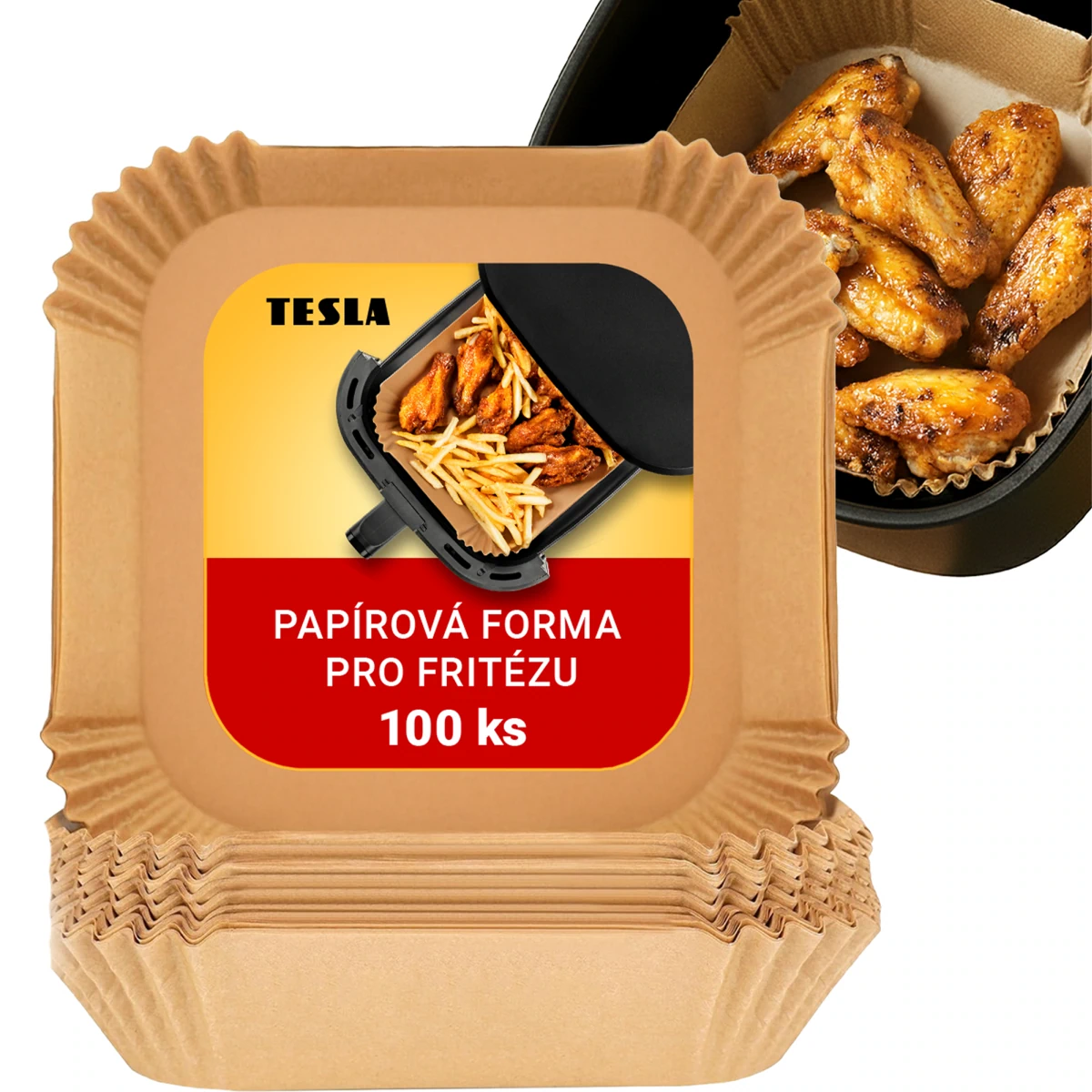 Levně TESLA AirCook QB2058 - papírová forma pro horkovzdušnou fritézu 20 x 20 cm (100 ks)