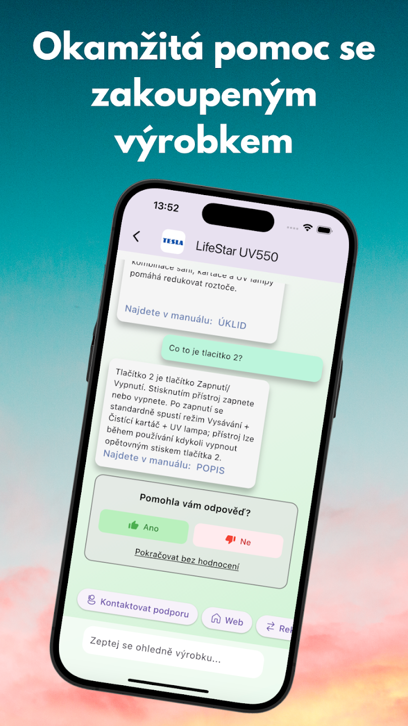 Vimto – chytrá AI aplikace pro podporu produktů TESLA