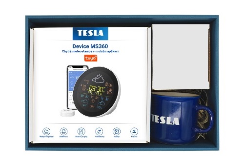 Dárkový SET TESLA s hrníčkem a meteostanicí